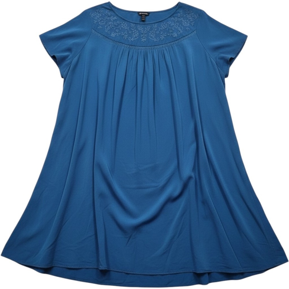 Torrid Womens Blue Embroidered Babydoll Swing Tunic Top Dress Plus Size 3